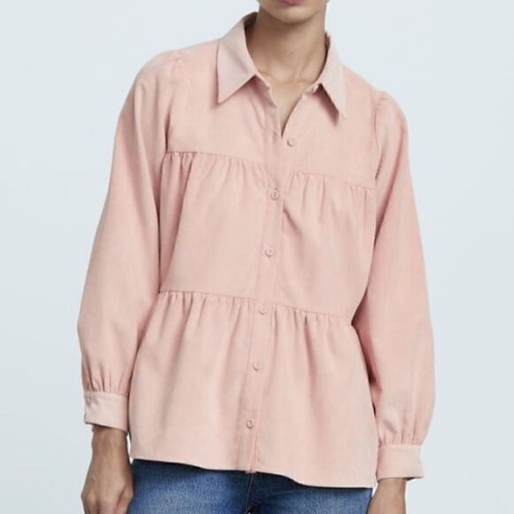 NWT Zara Tiered Corduroy Shirt - Picture 4 of 11